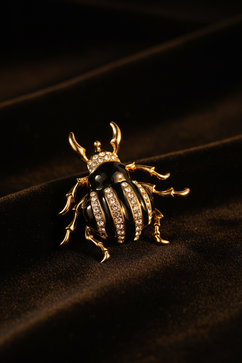 Jeweled & Enamel Beetle Brooch