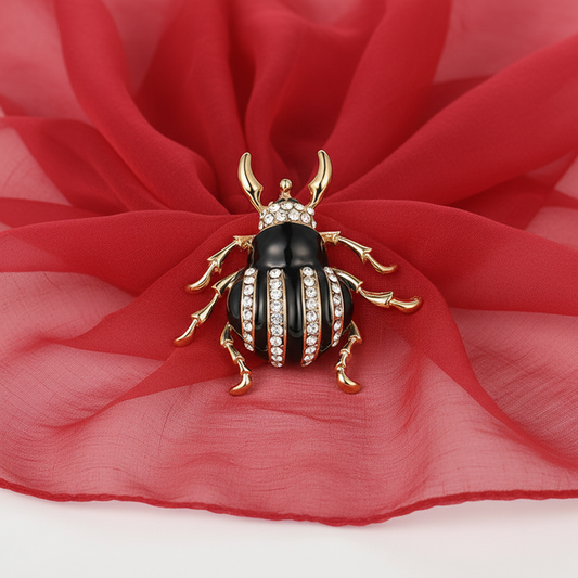 Jeweled & Enamel Beetle Brooch