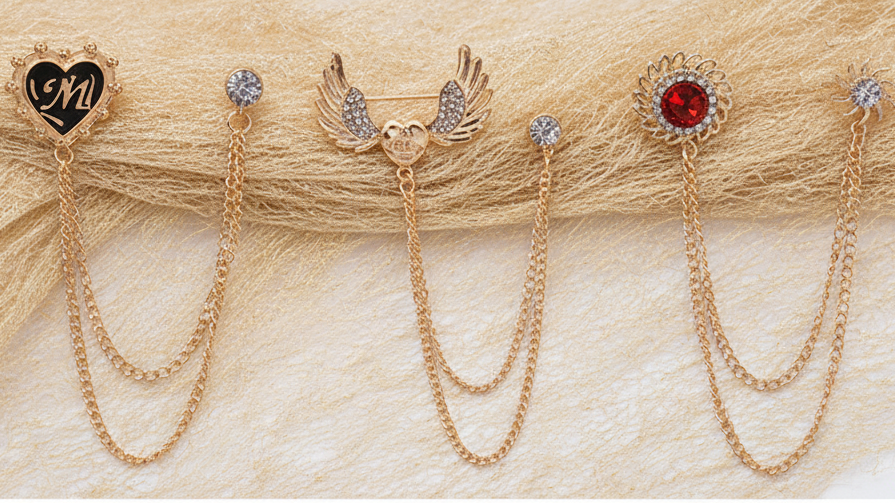 Ethereal Anatomy Draped Chain Brooch Set