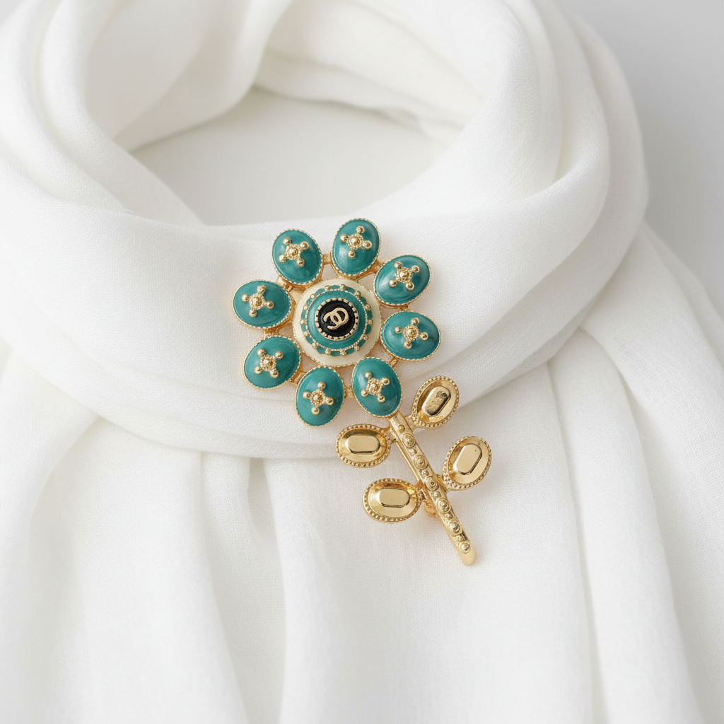 Mint Crystal Blossom Brooch