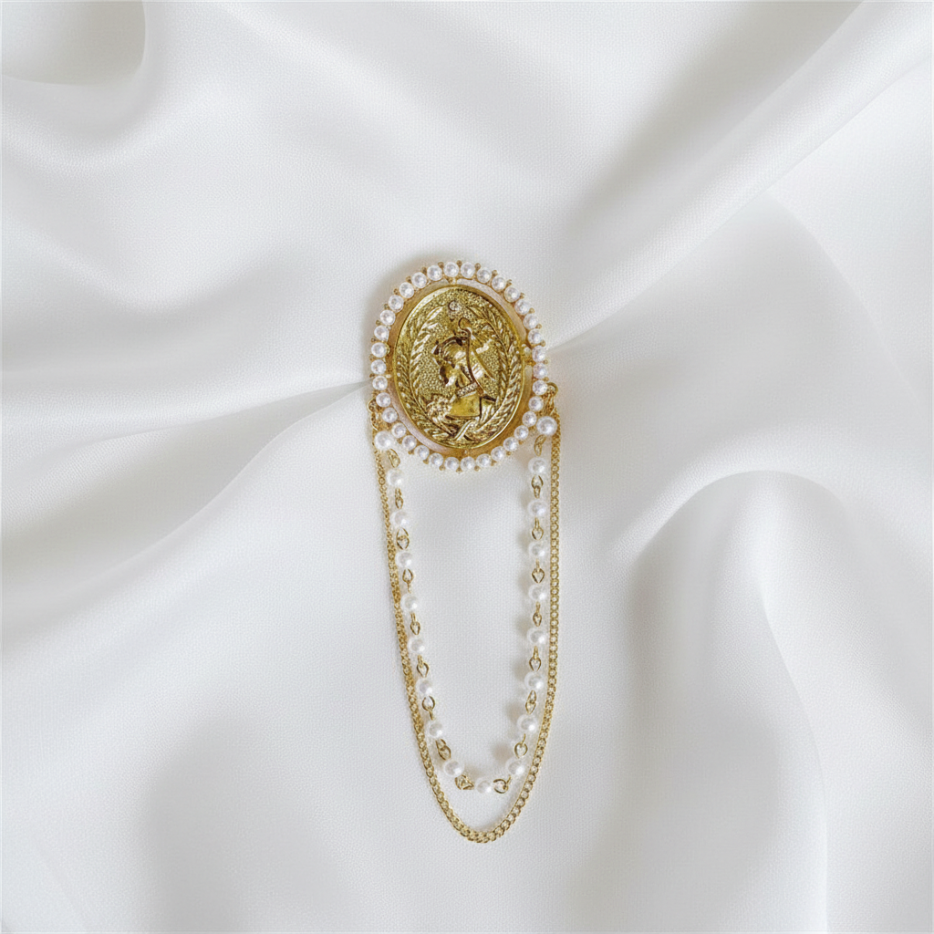 Coin Drape Collar Brooch