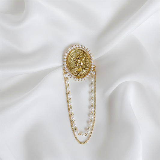 Coin Drape Collar Brooch