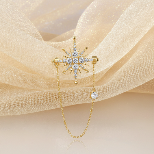 Eight-point Star Chain Brooch