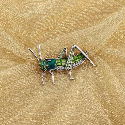 Enameled Grasshopper Brooch